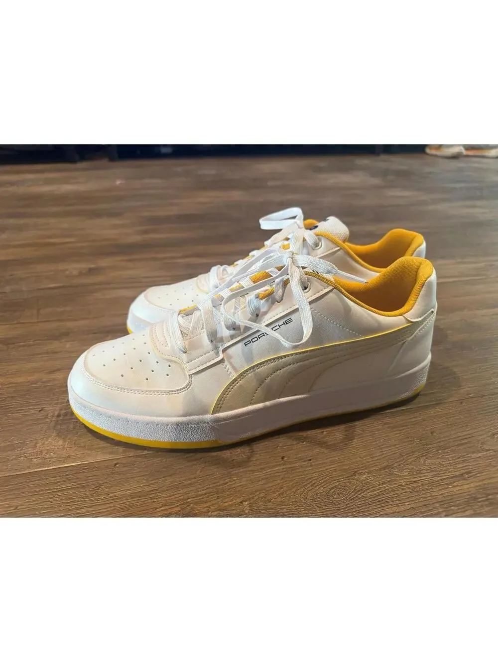 Puma Porsche Legacy Caven 2.0 Sneakers Yellow/White Sz 13 EUC